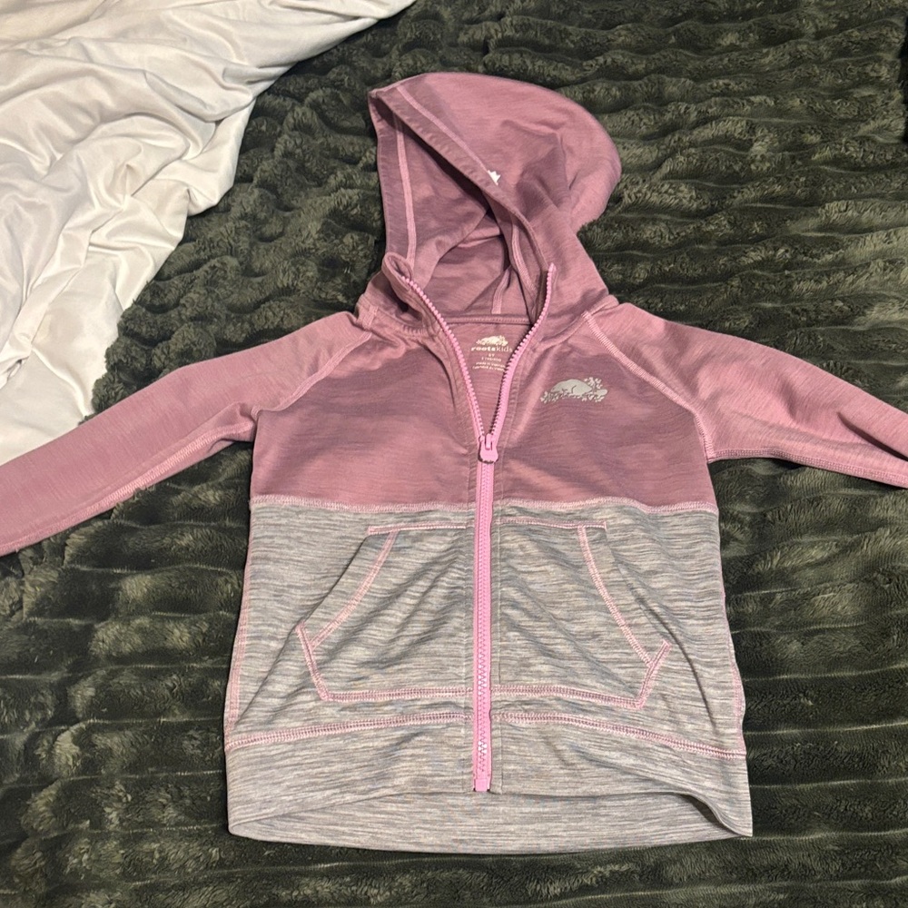 Roots Pink and Gray Kids Hoodie
